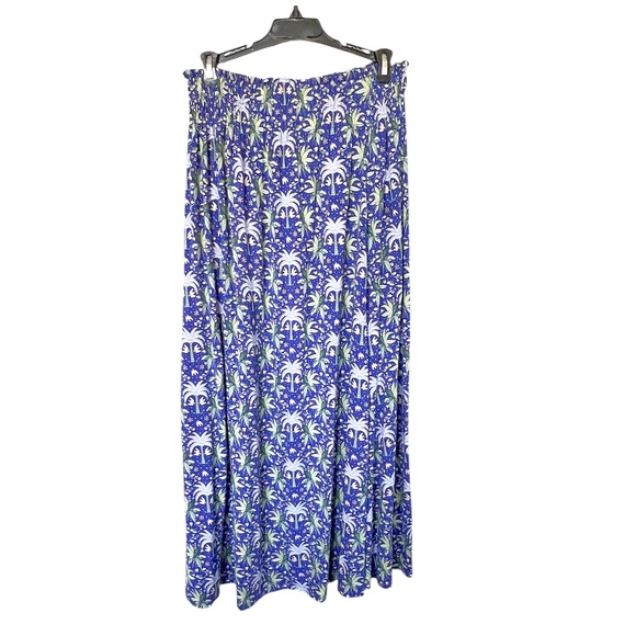 Boden Blue Palm Print Jersey Maxi Skirt With Pockets Size 4P - Picture 1 of 7